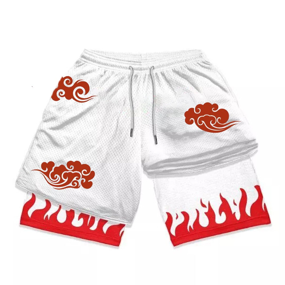 Naruto Print Double Mesh Shorts style8