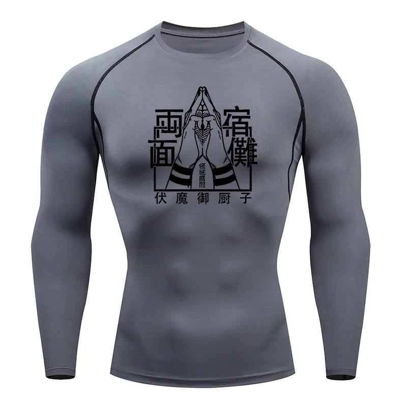 Jujutsu Kaisen Design Gym Fit Tshirt Gray 3