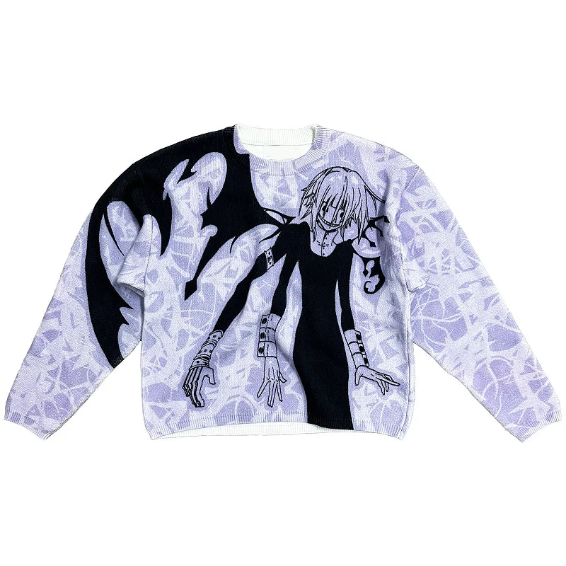 Anime Character Sweater Purple