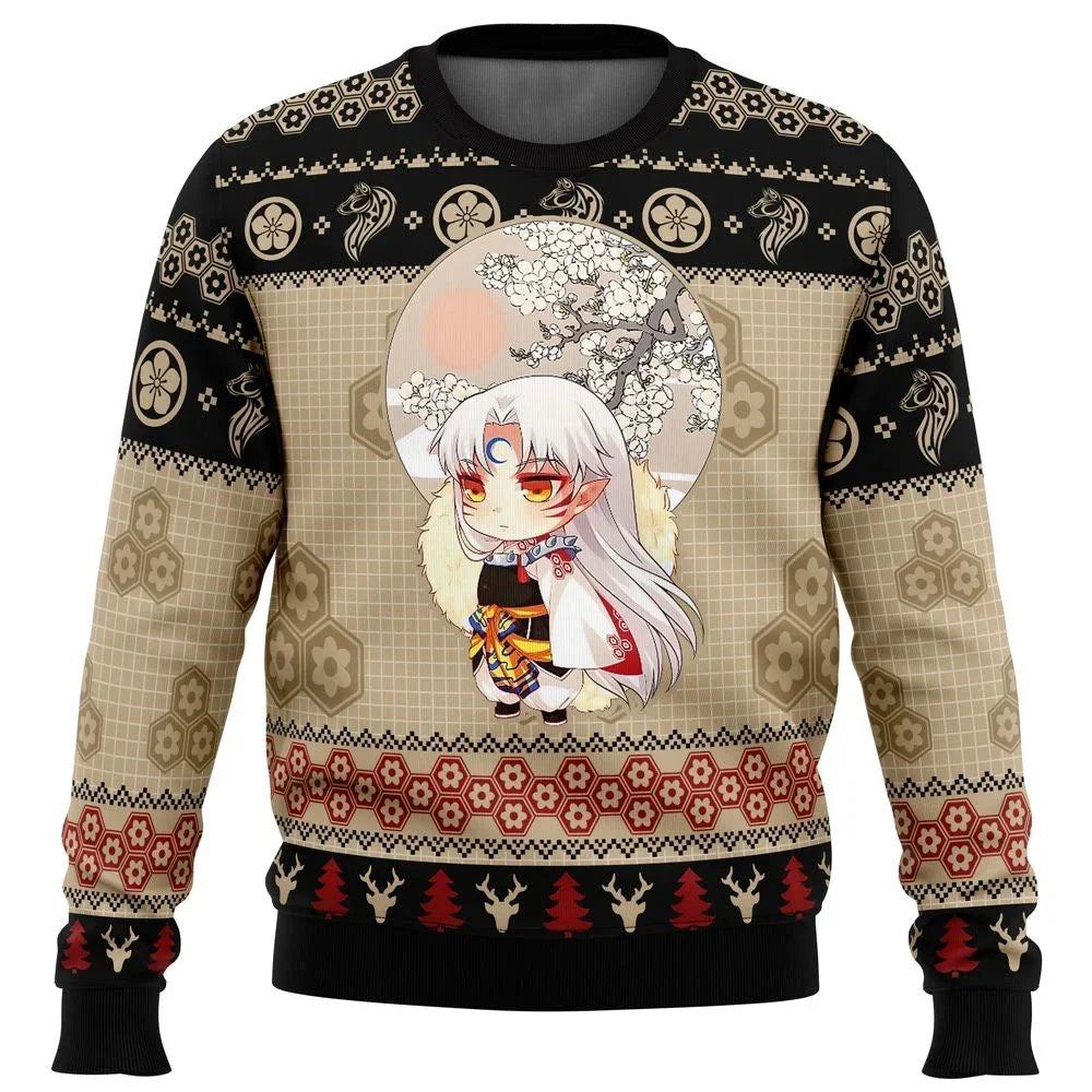 Inuyasha Ugly Christmas Sweater Cream
