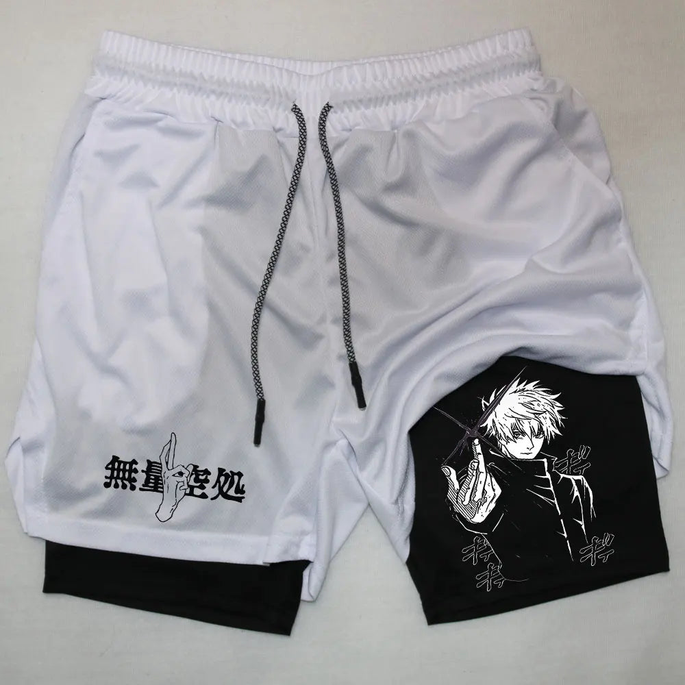 Gojo Satoru Gym Compression Shorts white