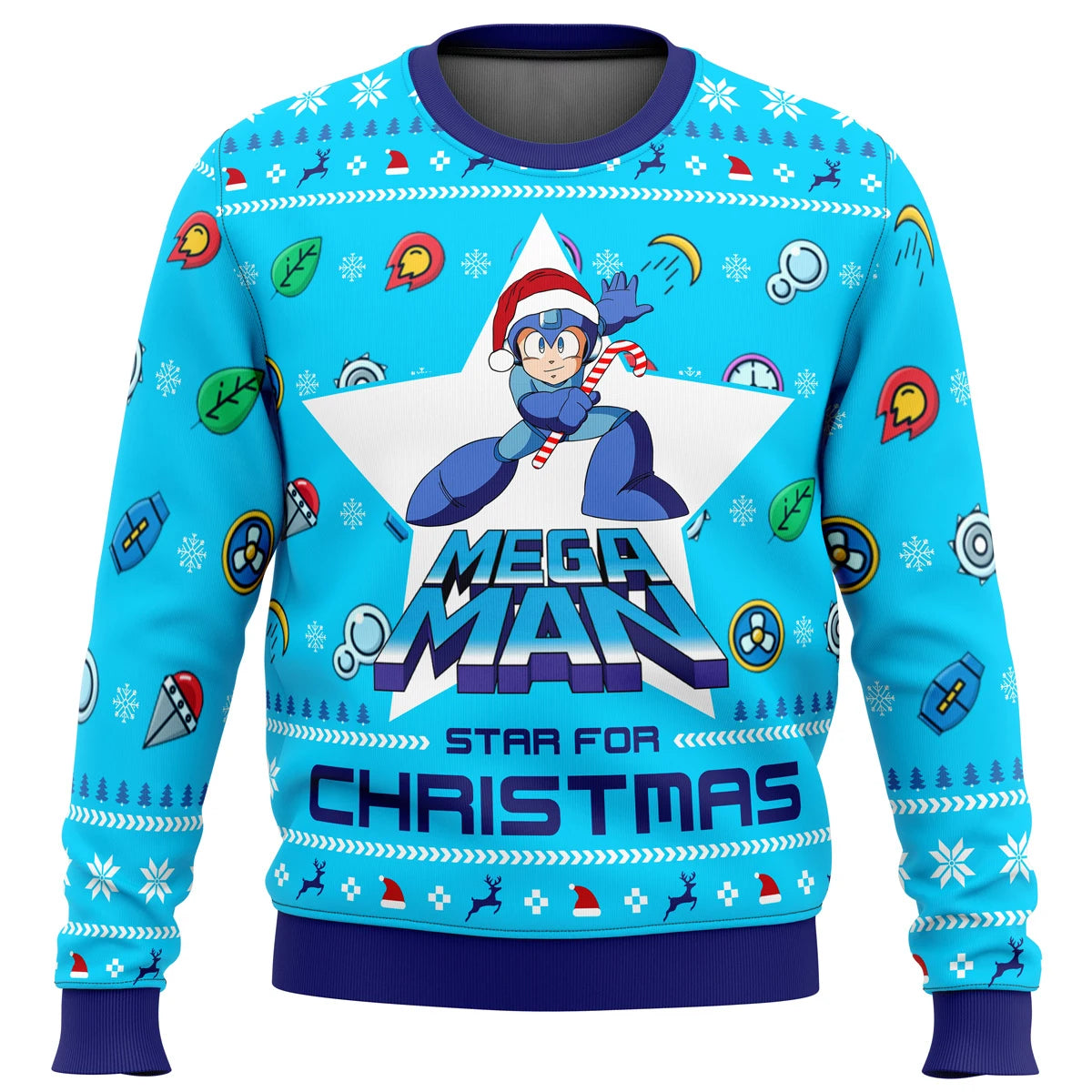 Mega Man Ugly Christmas Sweater Blue