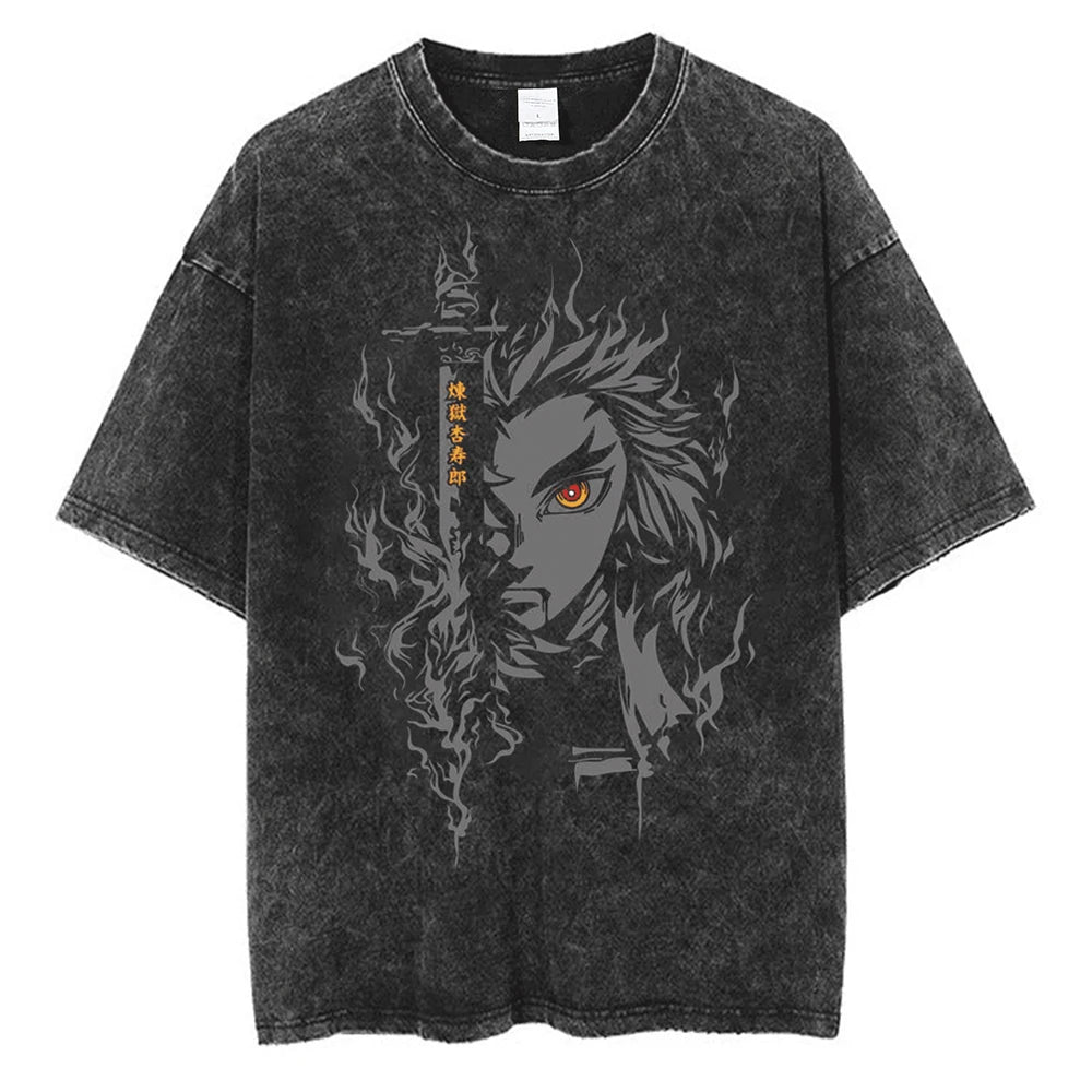 Demon Slayer Rengoku Vintage Tshirt Black 6