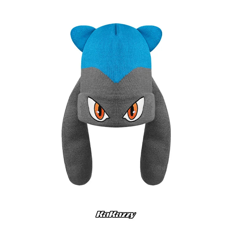 Pokemon Lucario Knitted Hat Blue