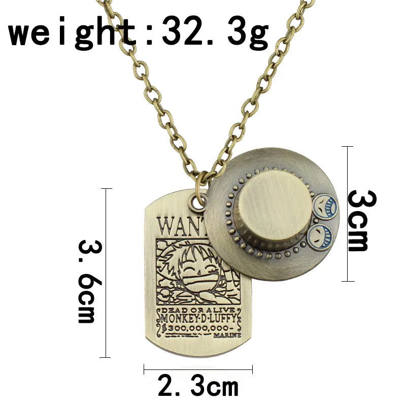 Amazon.com: MEETCUTE Anime One Piece Luffy Skeleton The Straw Hat Pirates  Rope Chain Pendant Necklace Cap Cosplay for Boys Men: Clothing, Shoes &  Jewelry