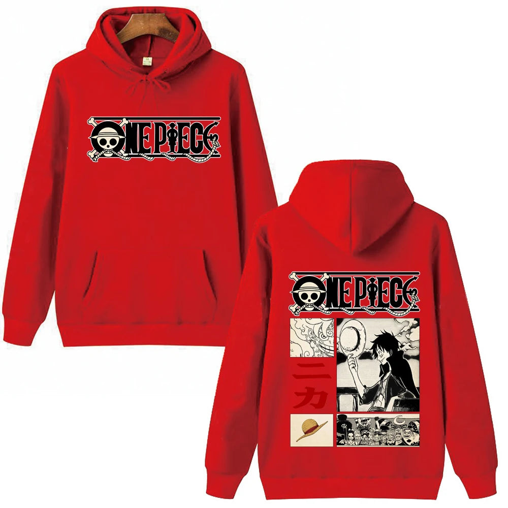 One Piece Characters Hoodie red