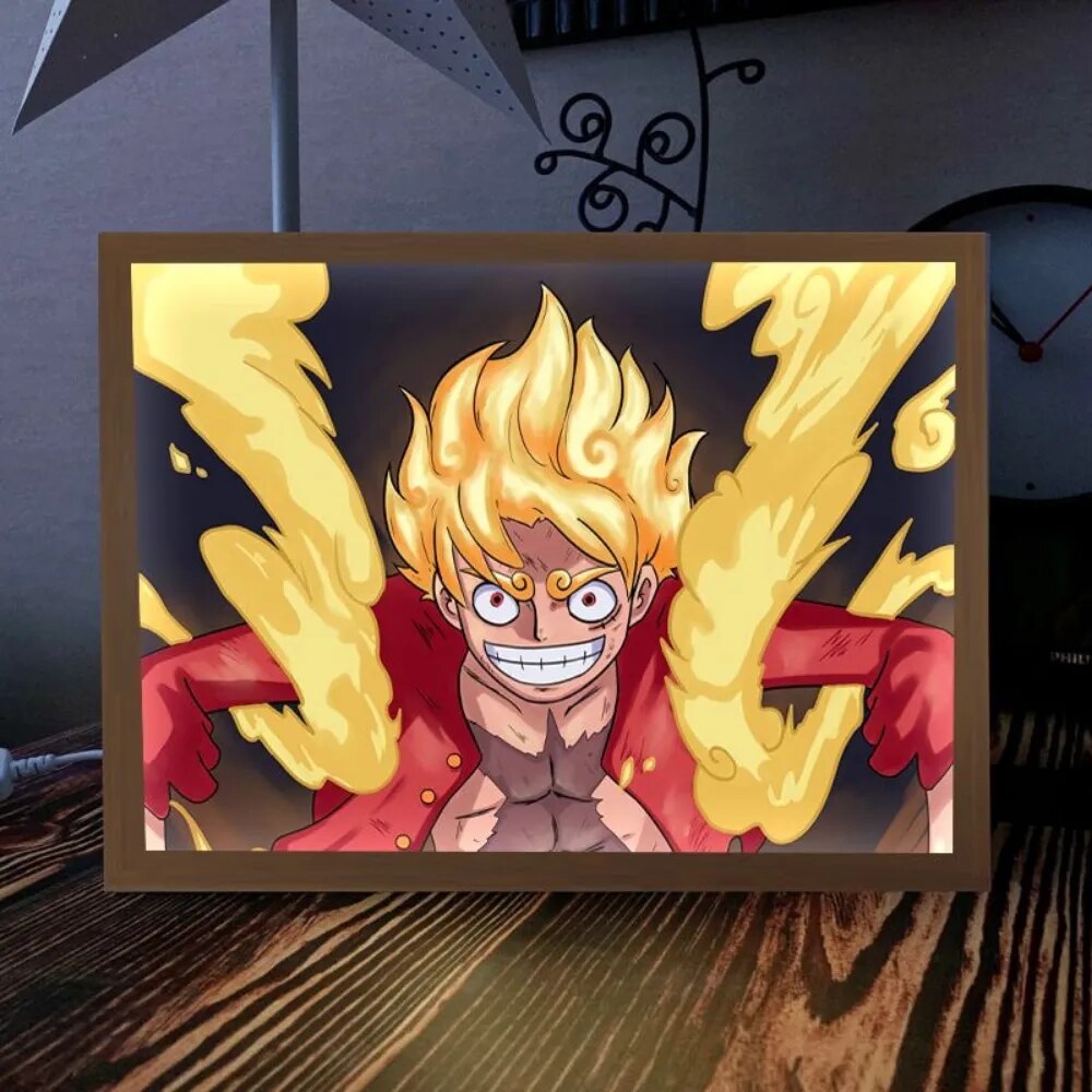One Piece Luffy Light Painting Canvas