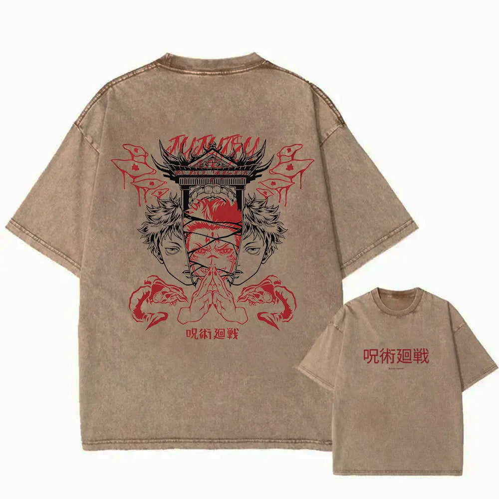 Jujutsu Kaisen Itadori vs Sukuna Vintage Wash T-Shirt Style 12