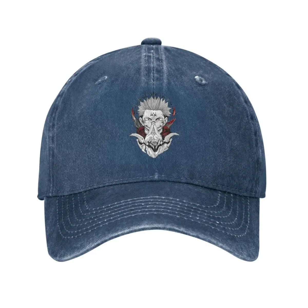 Jujutsu Kaisen Sukuna Denim Cap Navy Blue Adjustable