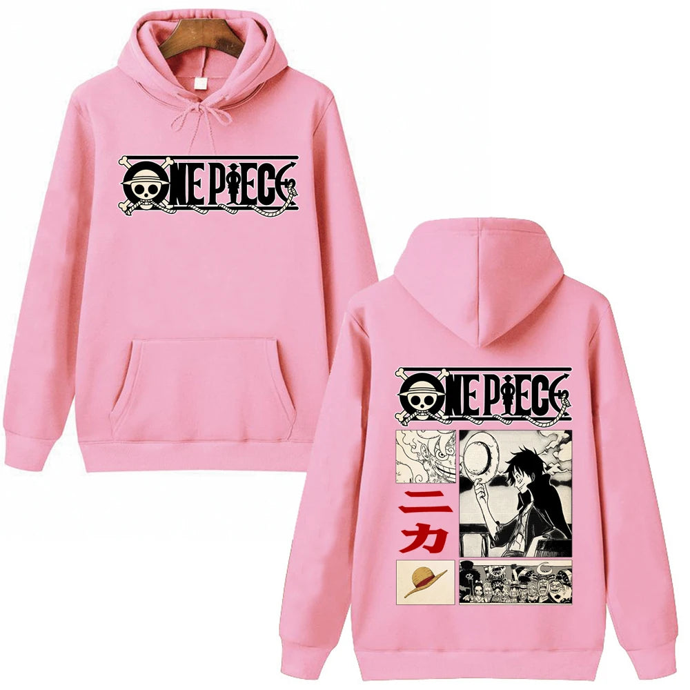 One Piece Characters Hoodie pink