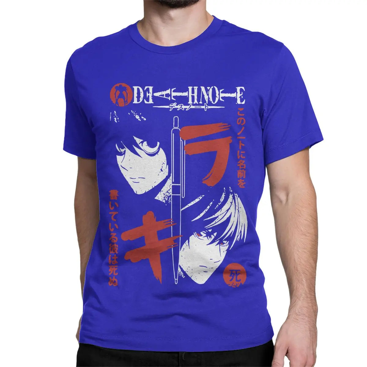 Death Note L and Kira Portrait Tshirt Blue