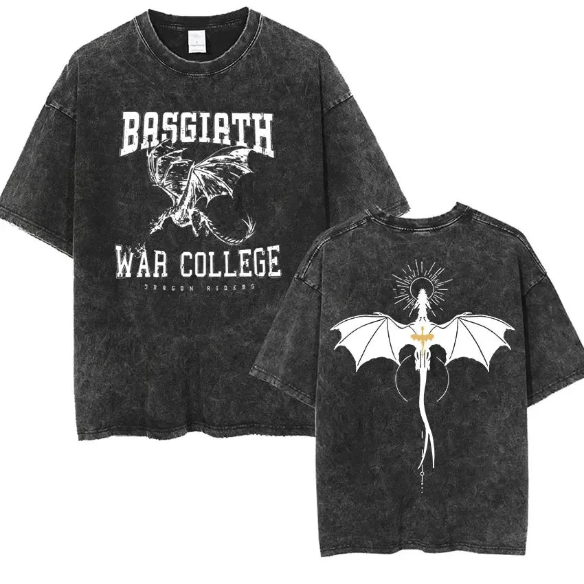 Basgiath War College Vintage Washed T Shirt Gray