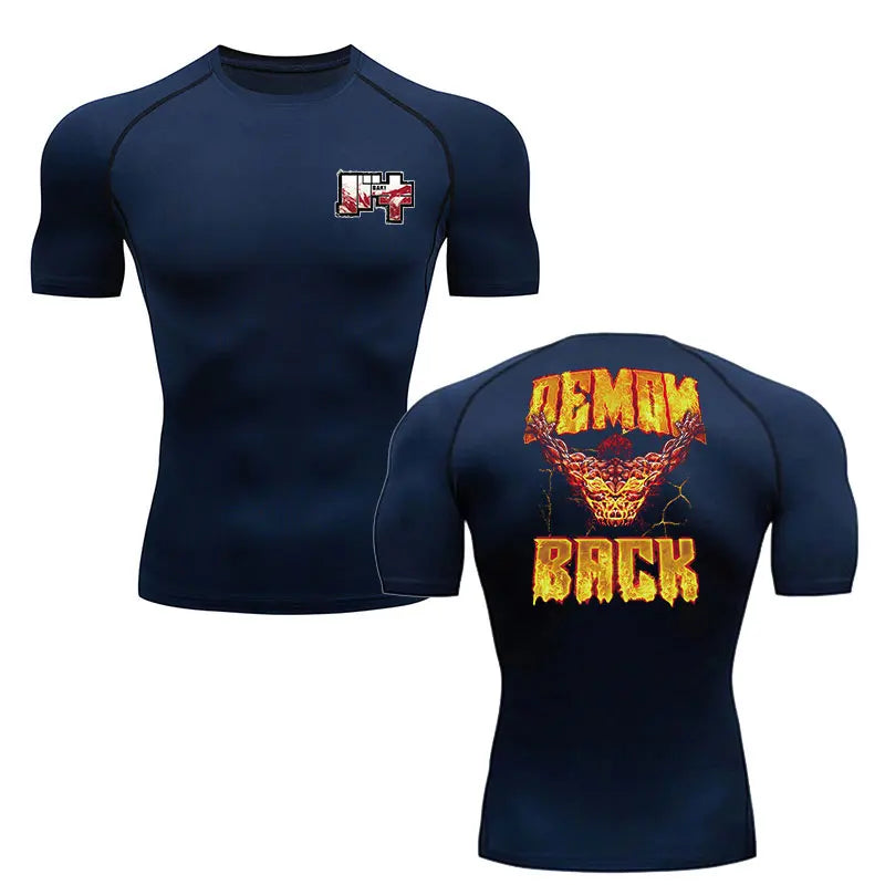 Baki Hanma Gym Fit Tshirt navy blue3