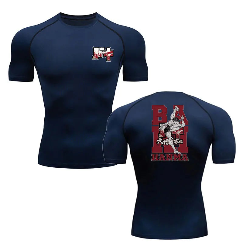 Baki Hanma Gym Fit Tshirt navy blue1