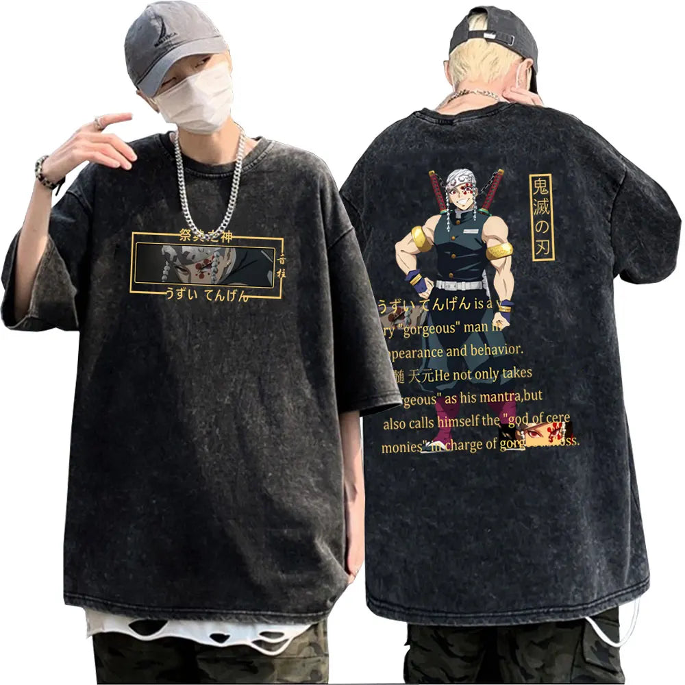 Demon Slayer Uzui Tengen Print T-shirt Black 21