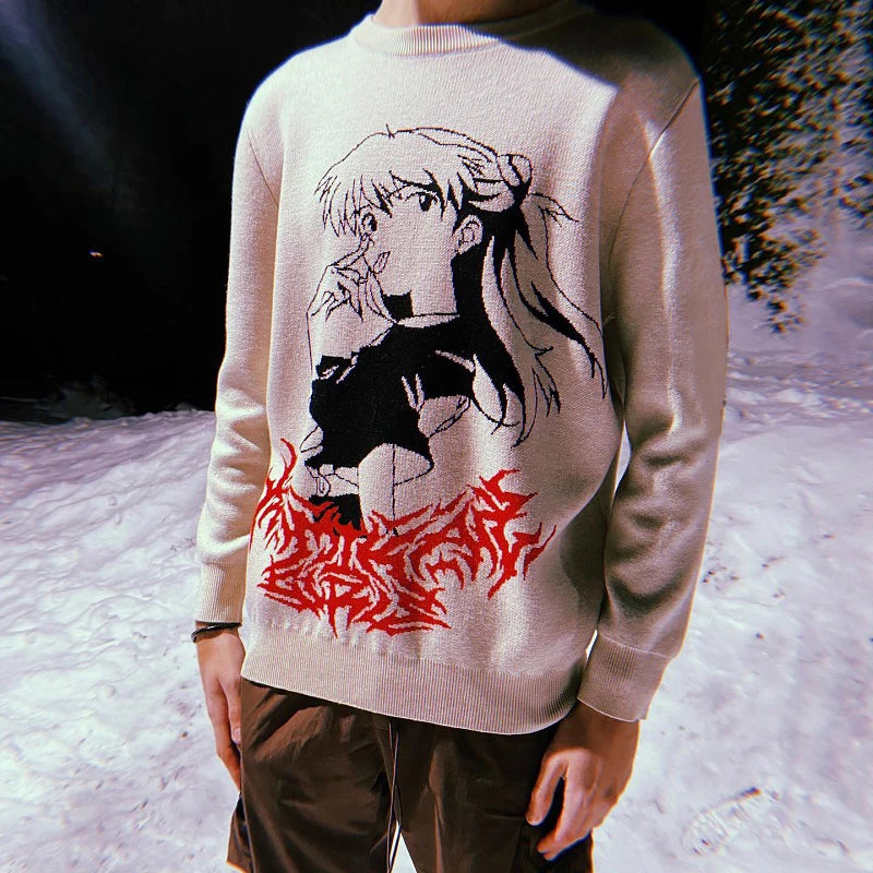 Neon Genesis Evangelion Anime Sweater Gray