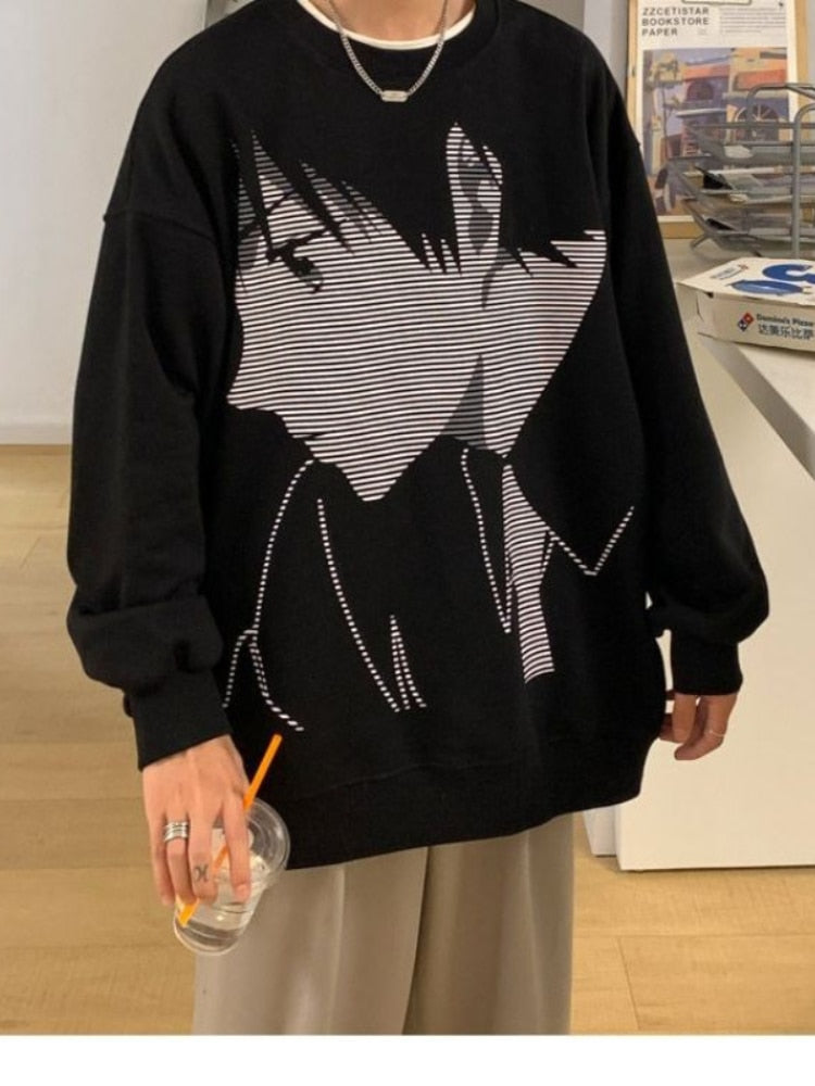 Anime Printed Sweater Black1