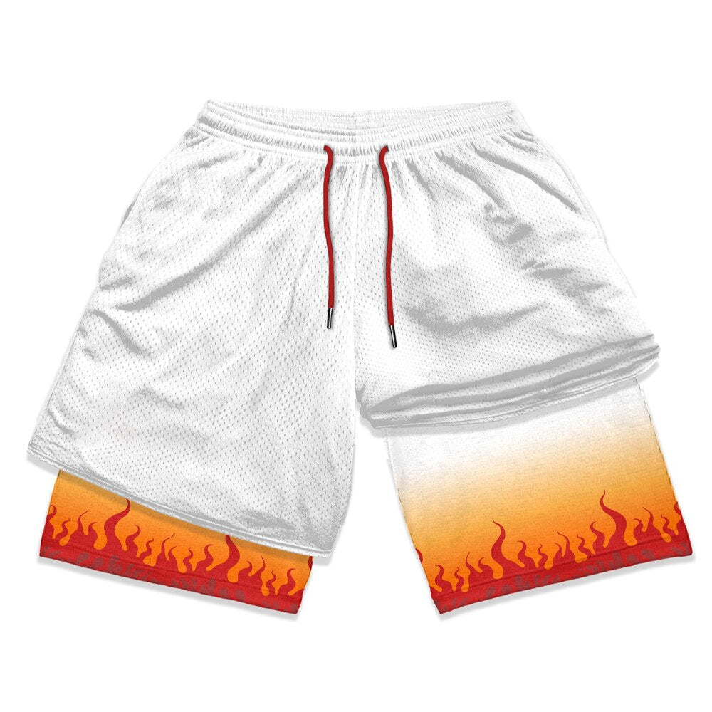 Naruto Print Double Mesh Shorts style3