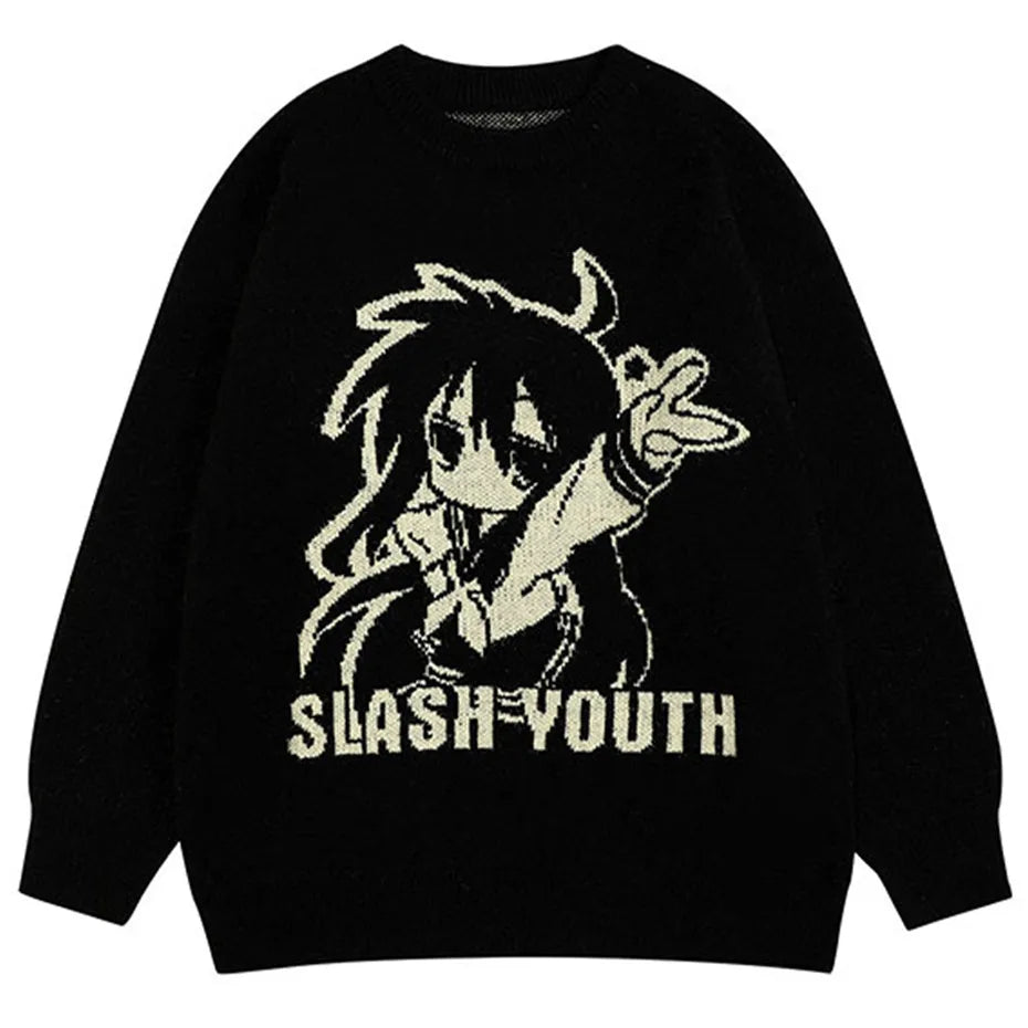 Slash Youth Anime Sweater black