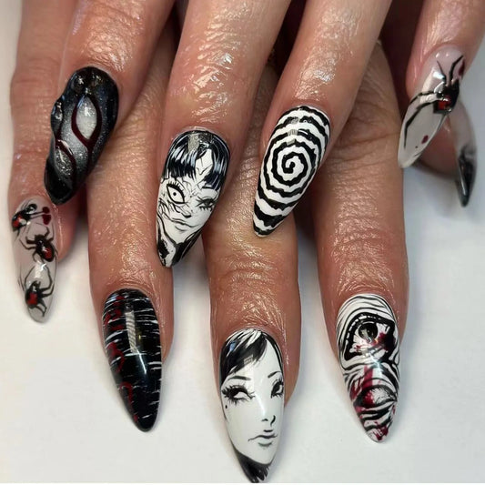 Junji Ito Anime Acrylic Nails Style 1