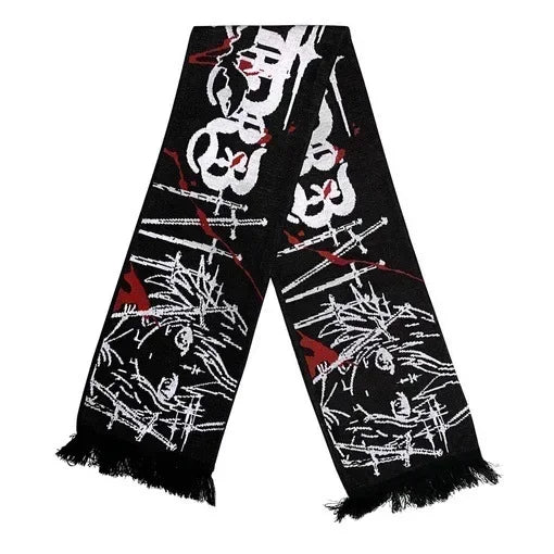 Japanese Centipede knitted scarf black01