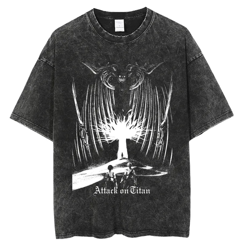 Attack on Titan Washed Vintage T-Shirt Black16