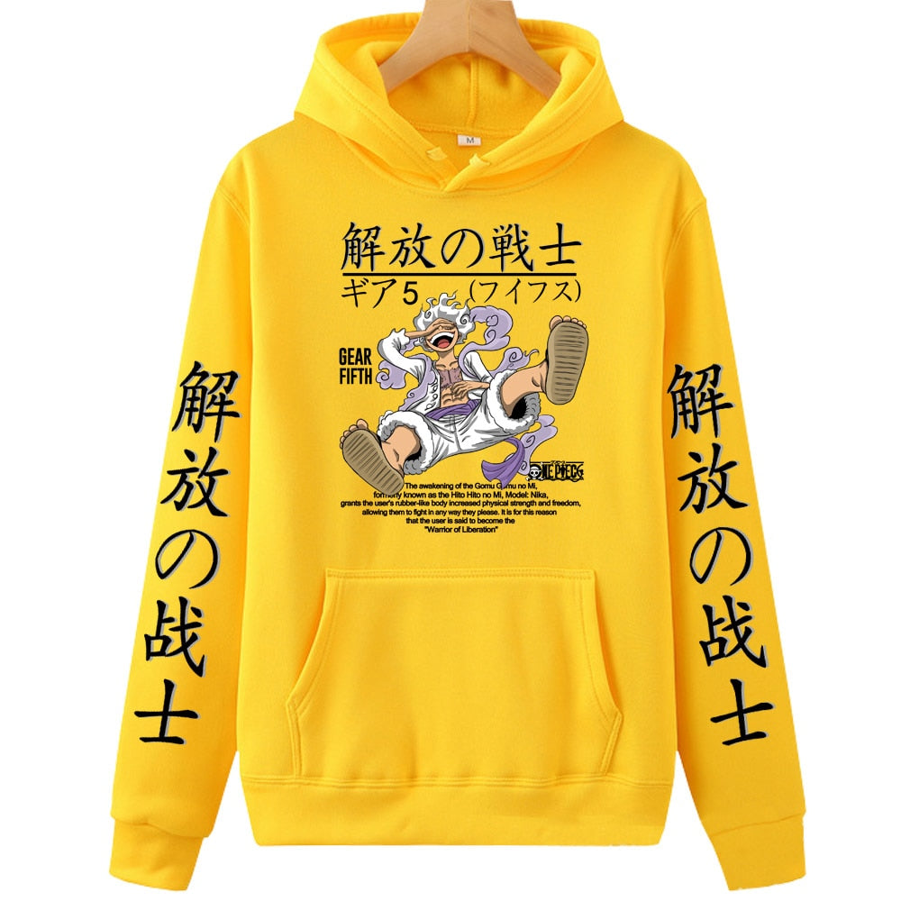 One Piece Luffy Gear 5 Sun God Hoodie Yellow