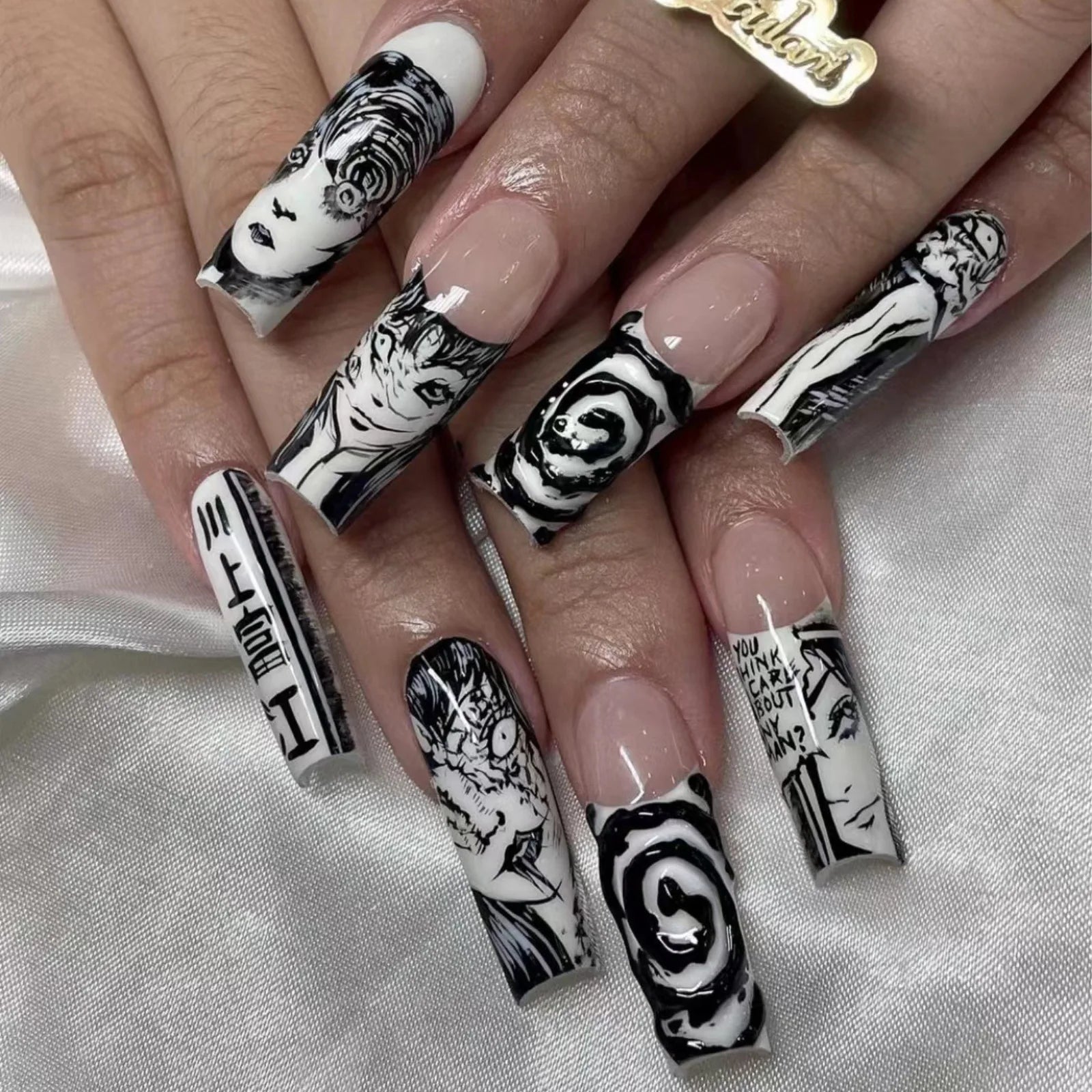 Junji Ito Anime Acrylic Nails Style 4