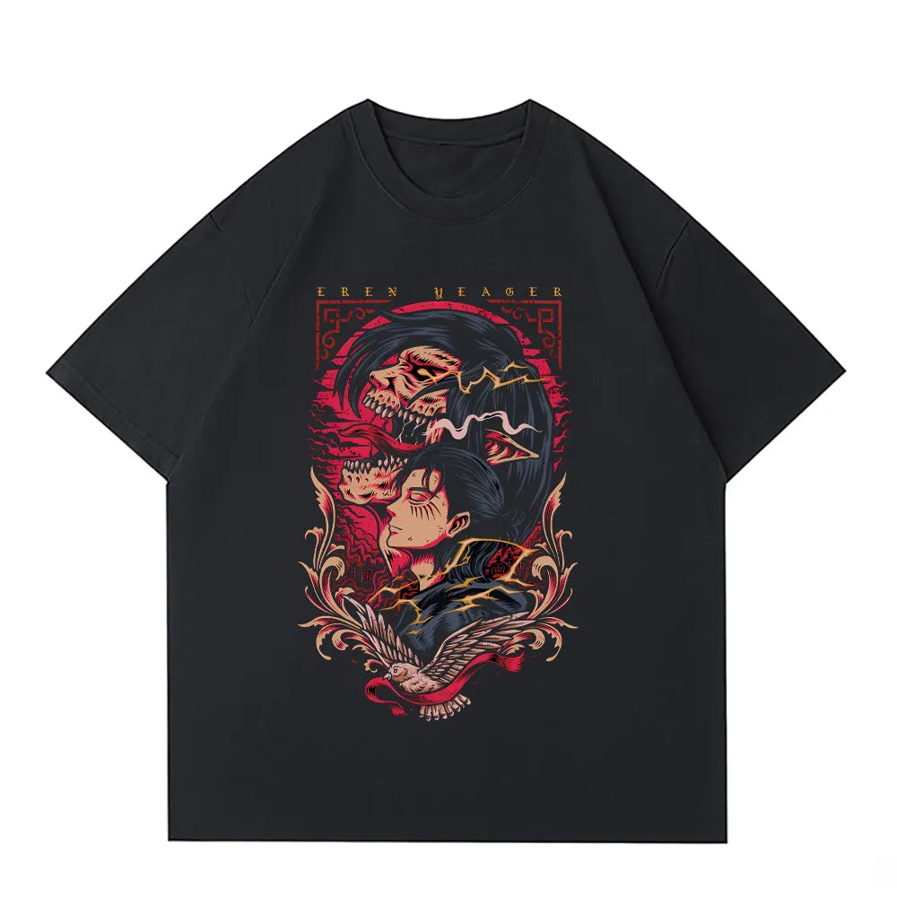 Shingeki no Kyojin Printed Anime T Shirt black