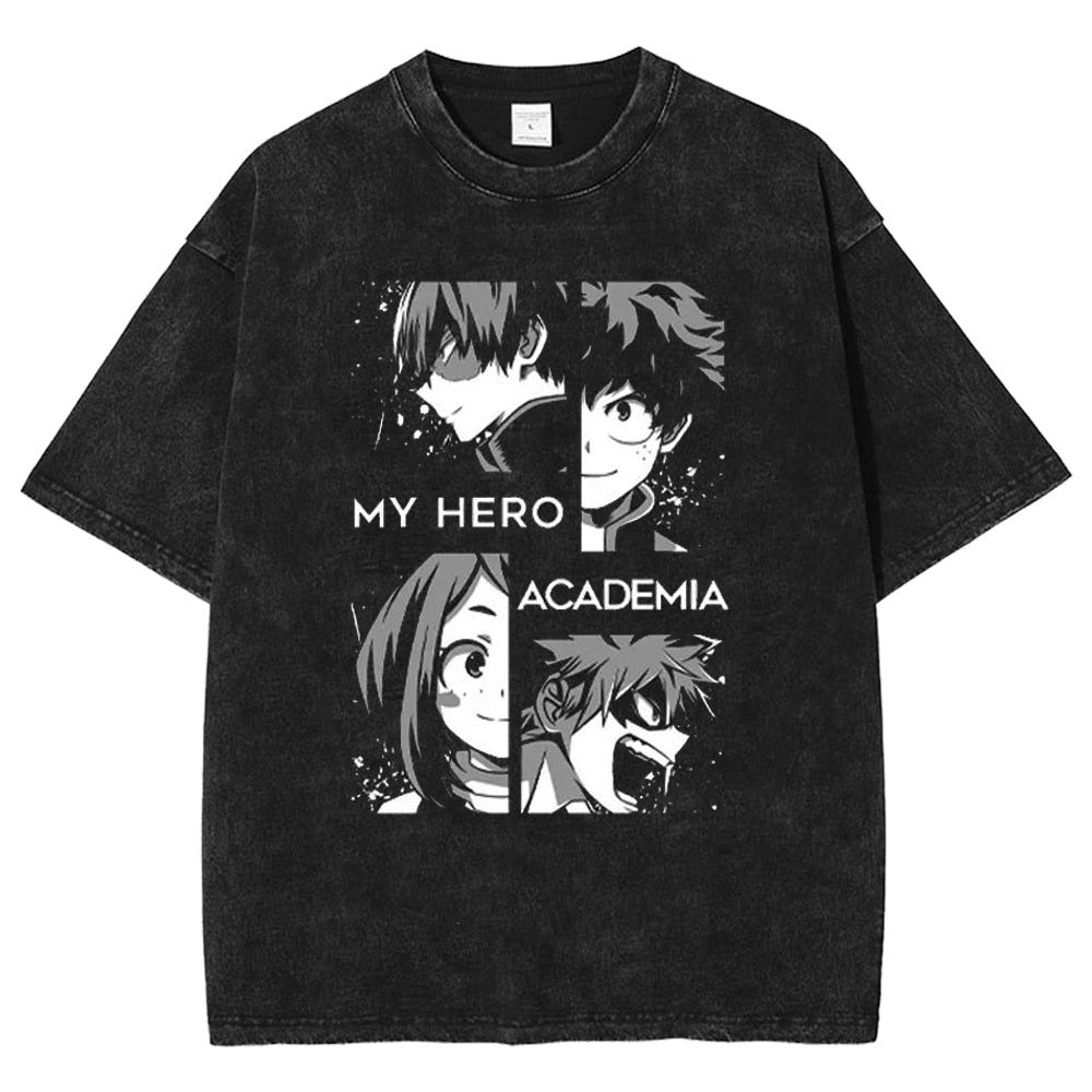 Boku no Hero Academia Vintage Washed T Shirt Black4
