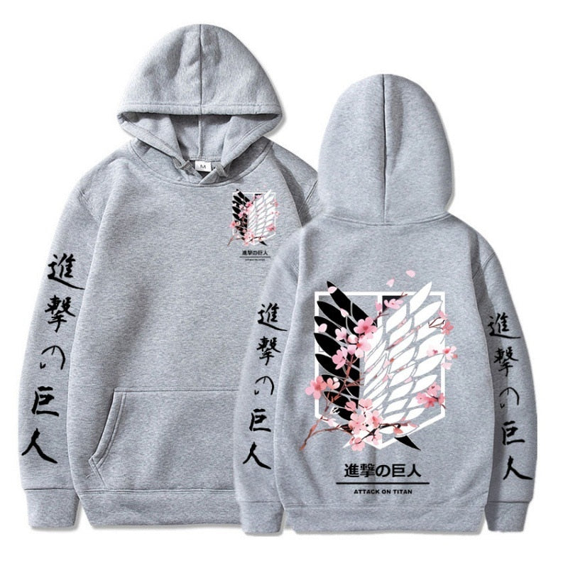 Attack on Titan Anime Printed Hoodie Gray 2