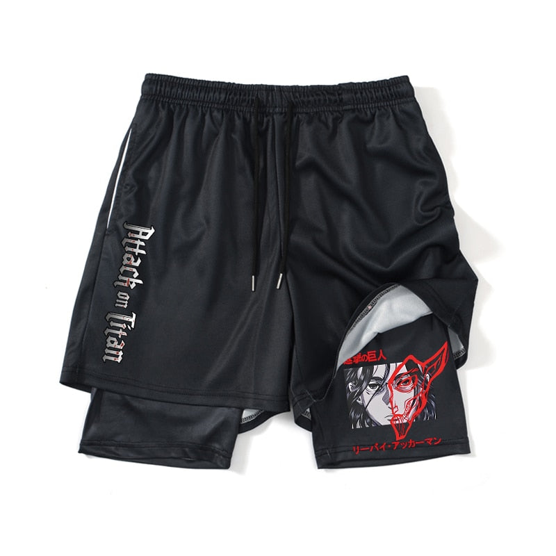 Attack on Titan Gym double layered Shorts Black10