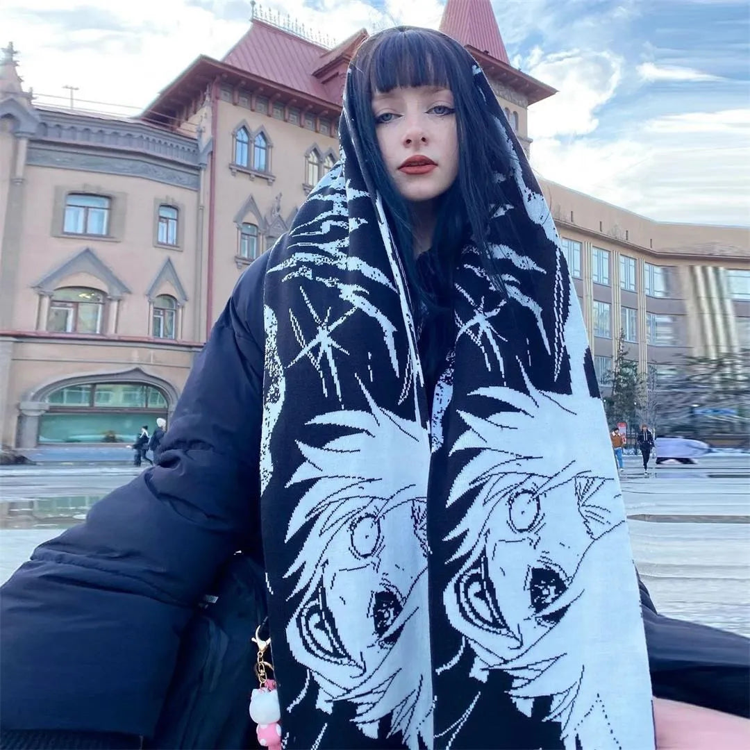 Japanese Anime striped knitted scarf