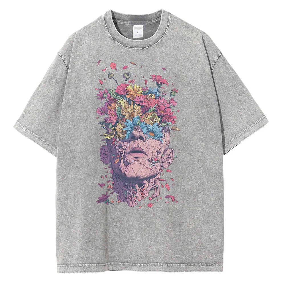 Anime Flowerboy Vintage Tshirt Grey