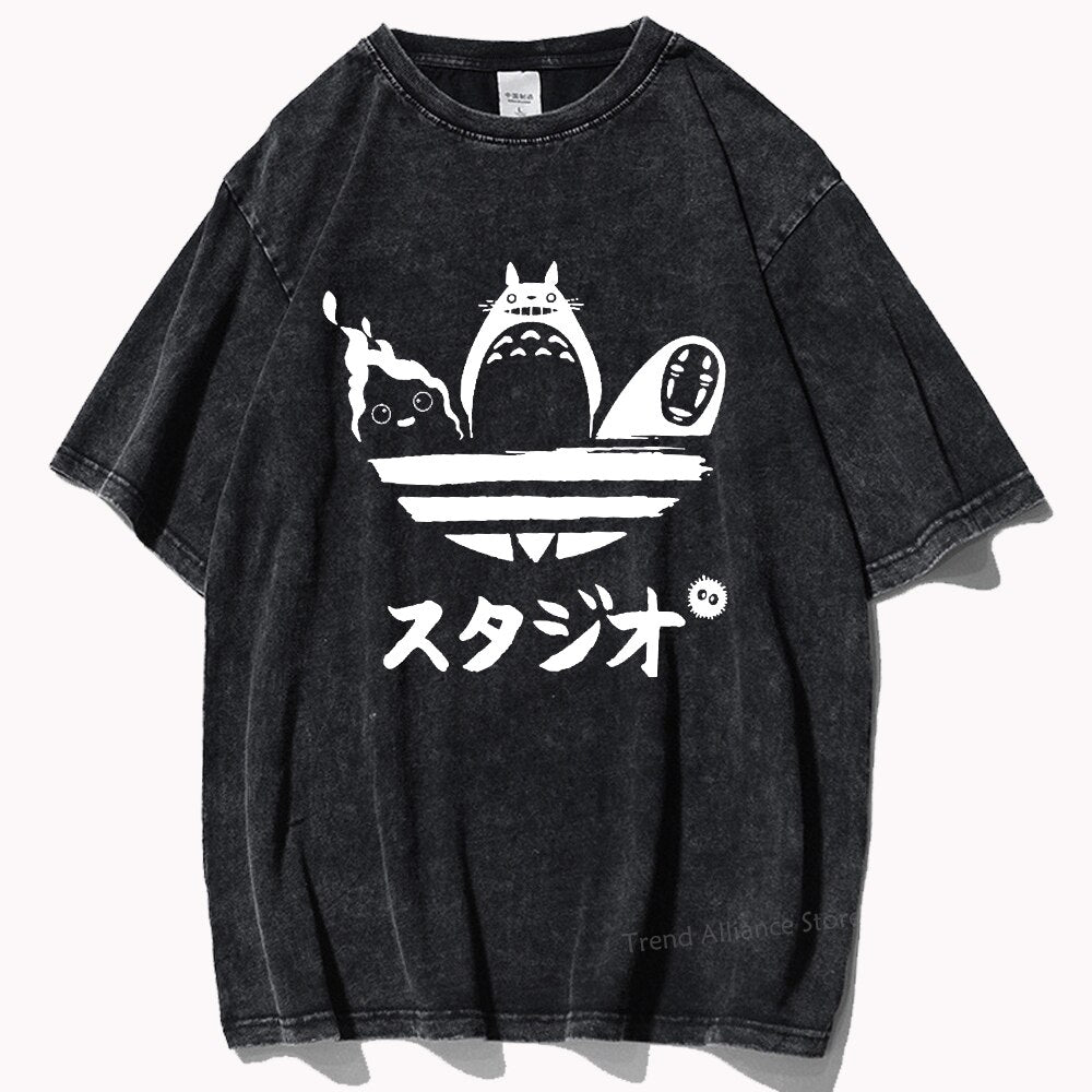 Studio Ghibli T shirt Washed High Quality Anime Tshirt Best