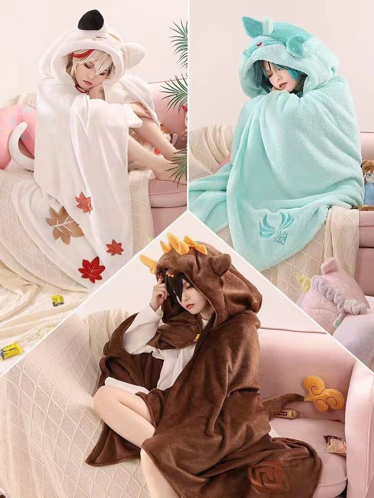Genshin Impact Zhongli Hu Tao Wearable Blanket Hoodie