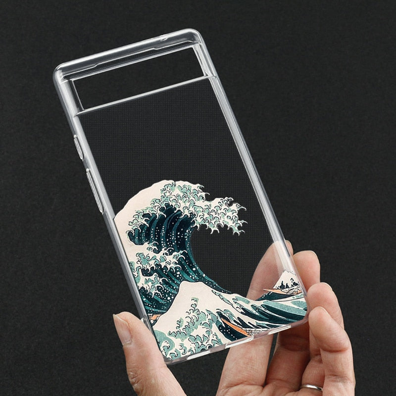 Japanese Great Blue Wave Clear Phone Case Google Pixel Style 4