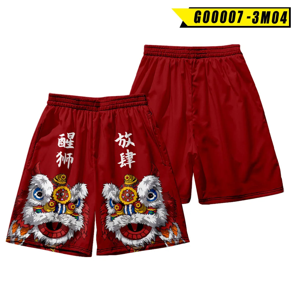 Japanese Style Fox Print Shorts Style 2