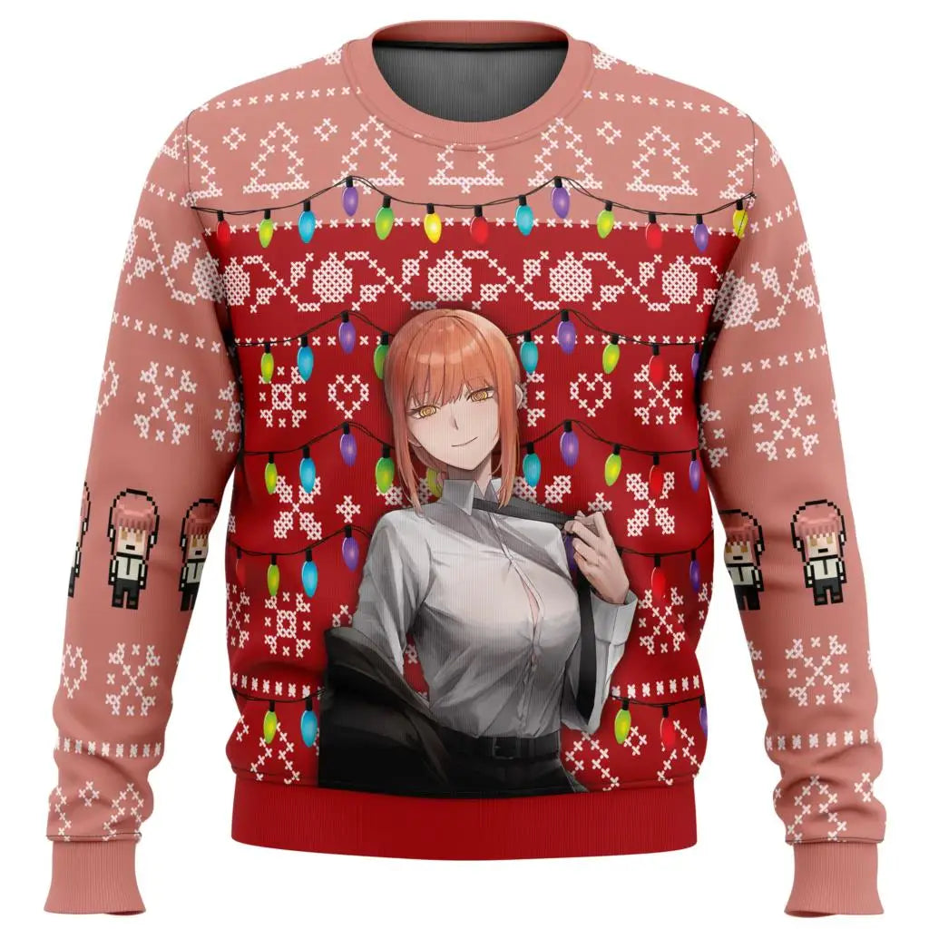 Chainsaw Man Characters Ugly Christmas Sweater Cream