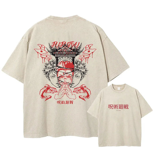 Jujutsu Kaisen Itadori vs Sukuna Vintage Wash T-Shirt Style 11