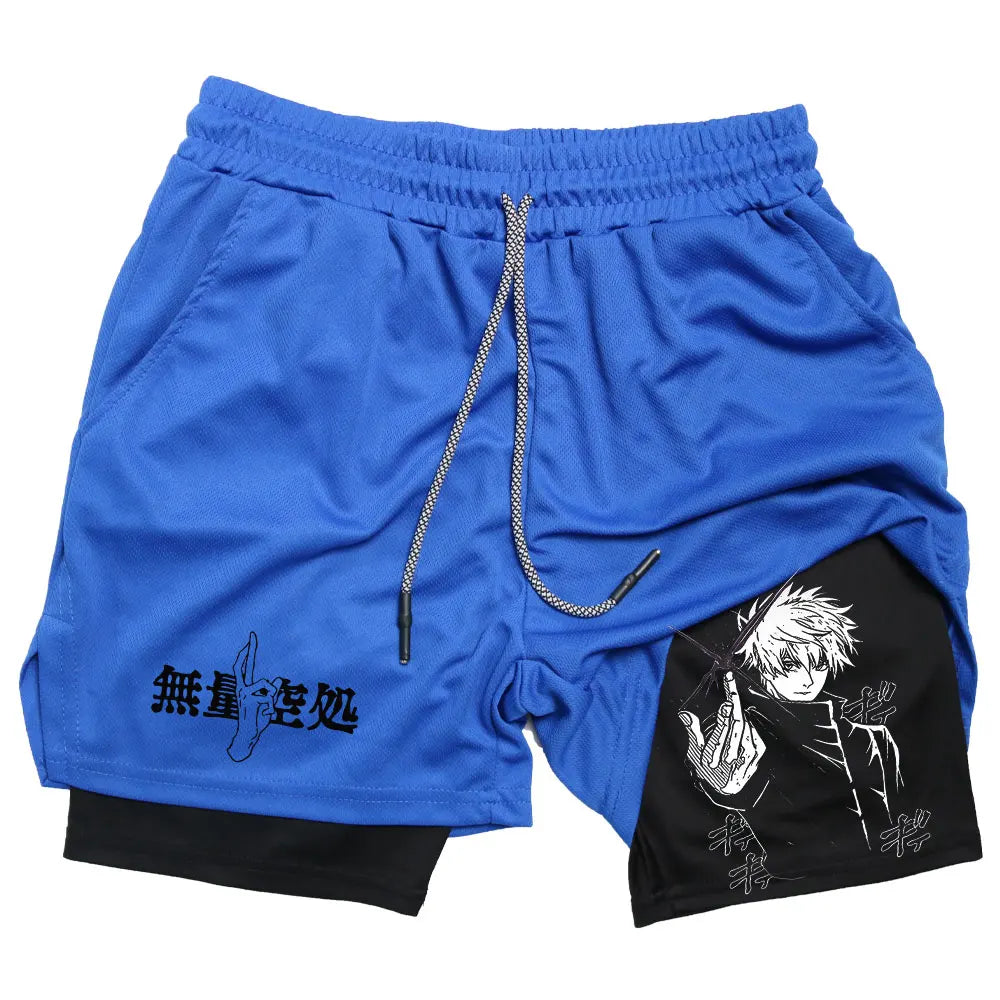 Gojo Satoru Gym Compression Shorts blue
