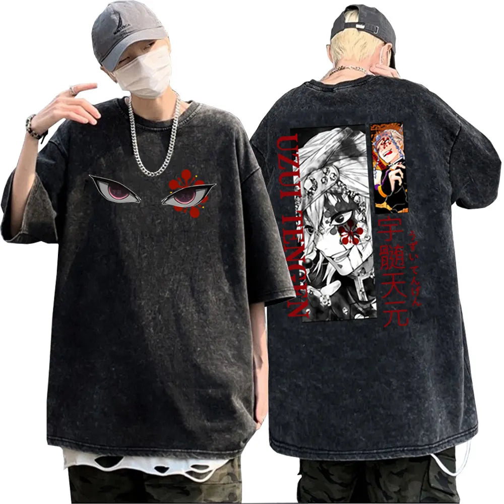 Demon Slayer Uzui Tengen Print T-shirt Black