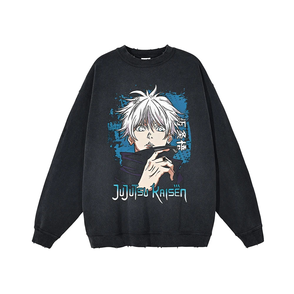 Jujutsu Kaisen Round Neck Sweatshirt Black v13