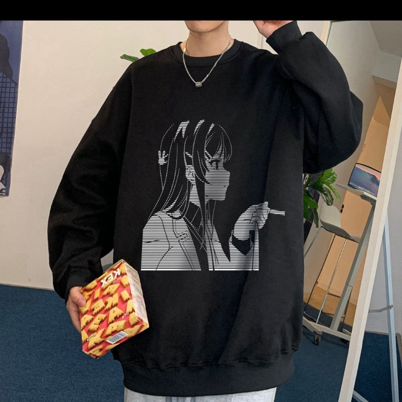 Anime Printed Sweater Black4