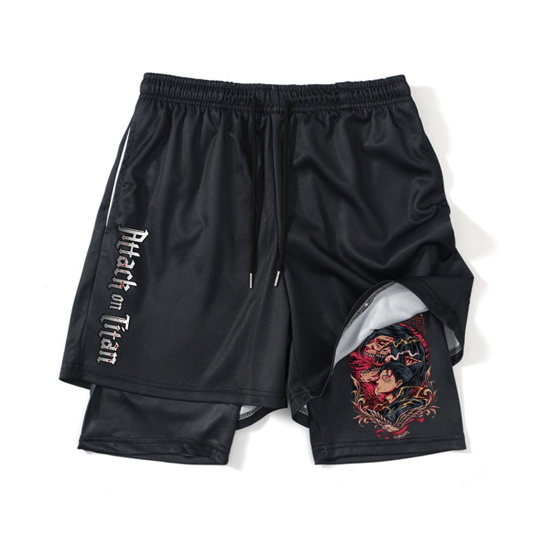 Attack on Titan Gym double layered Shorts Black8