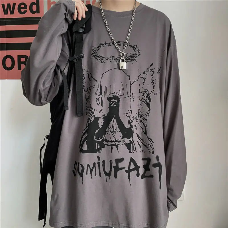 Anime Fallen Angel Sweatshirt Dark Grey