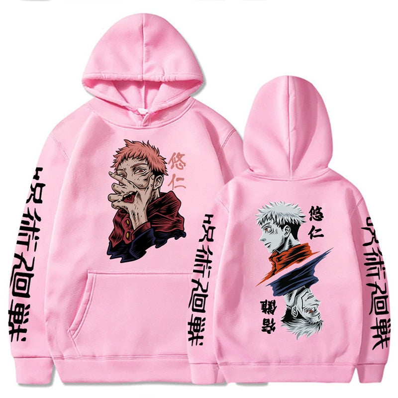 Jujutsu Kaisen Printed Anime Hoodie pink