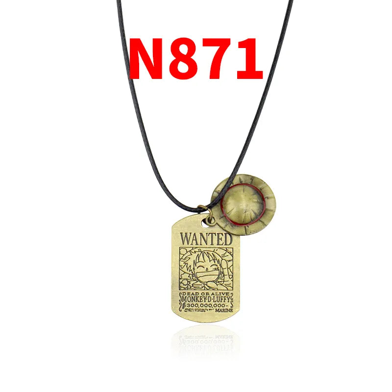One Piece Wanted Necklace Style 21-leather