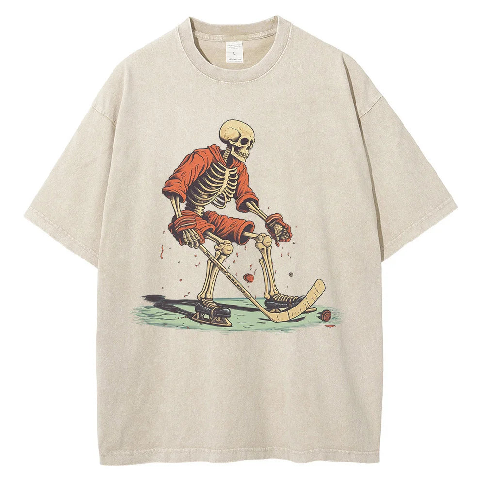 Anime Lost Skull Vintage Tshirt Apricot