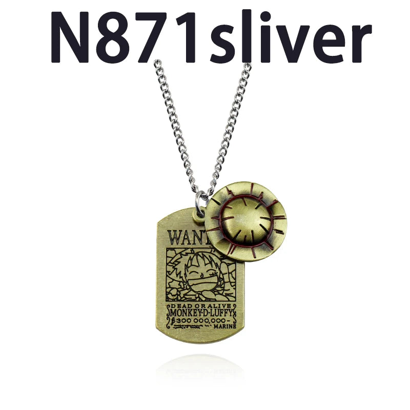One Piece Wanted Necklace Style 18-silver
